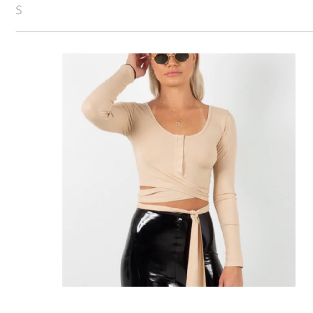 Stpl Ribbed Tan Tie Top